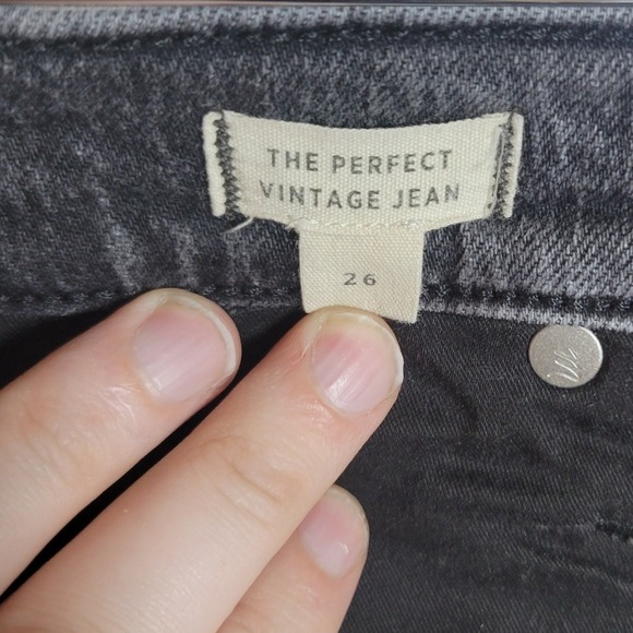 Madewell The Perfect Vintage Distressed Black Wash High Rise Jeans Size 26 - Picture 6 of 11